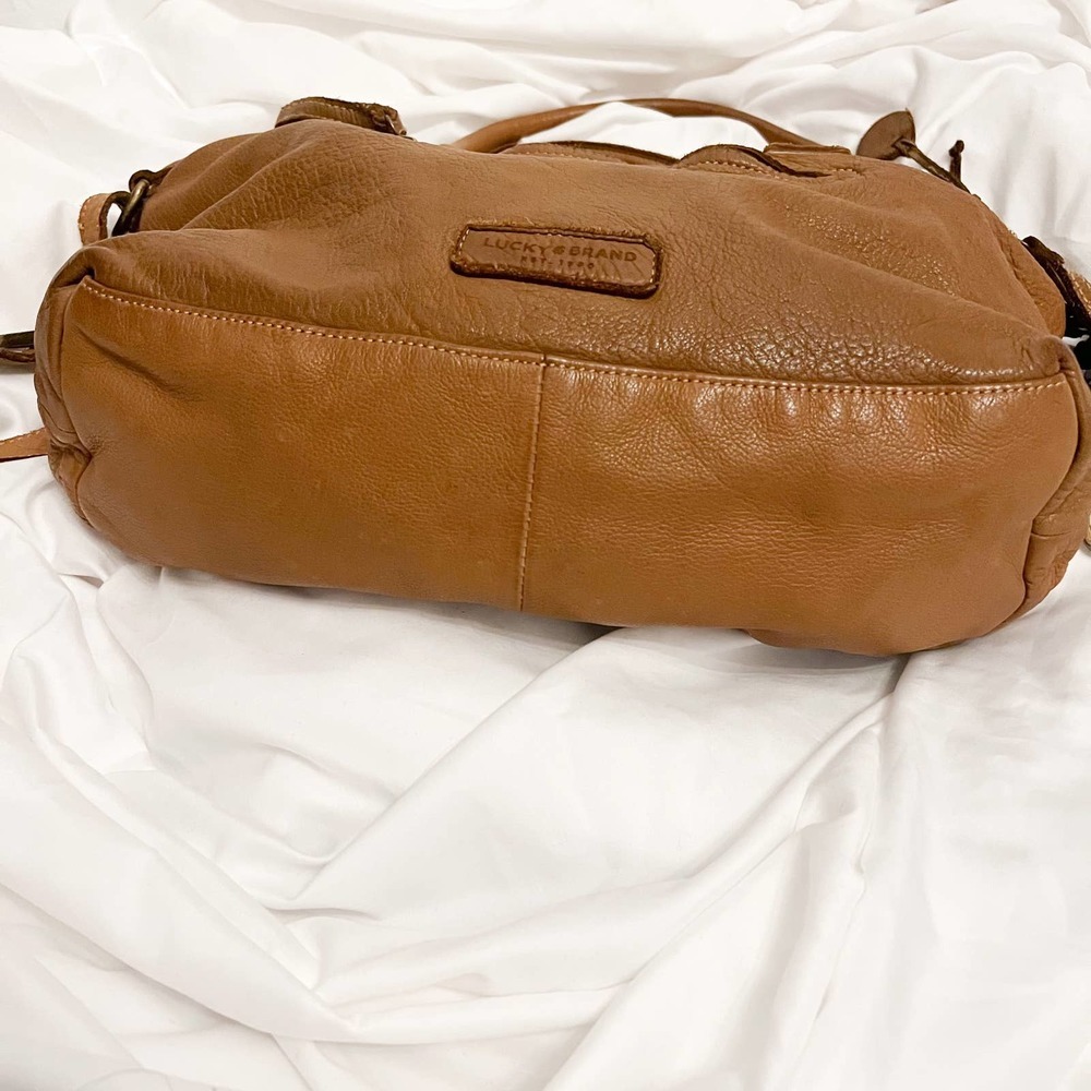 Lucky Brand Y2K Vintage 2000s Chevron Leather Tan Handbag Strap - Picture 3 of 16